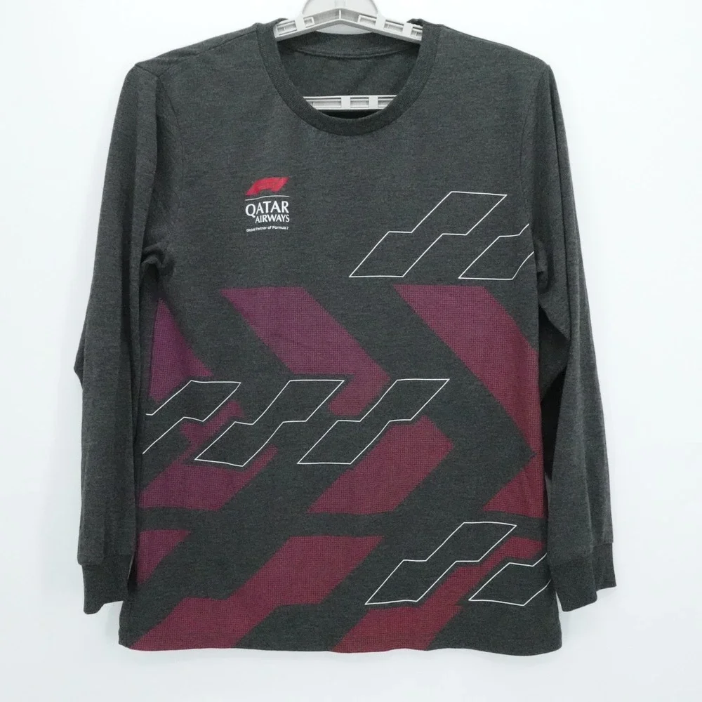 Qatar Airways Shirt Unisex Small Gray F1 Formula 1‎ Long Sleeve Graphic Crewneck